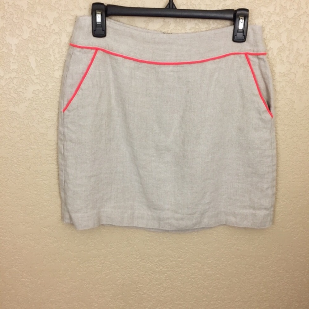 SALE Ann Taylor Loft Tan Coral Linen Skirt G13